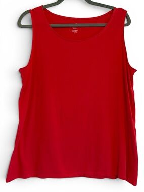 J. Jill Red Pima Stretch Knit Scoop Neck Tank Top Size L